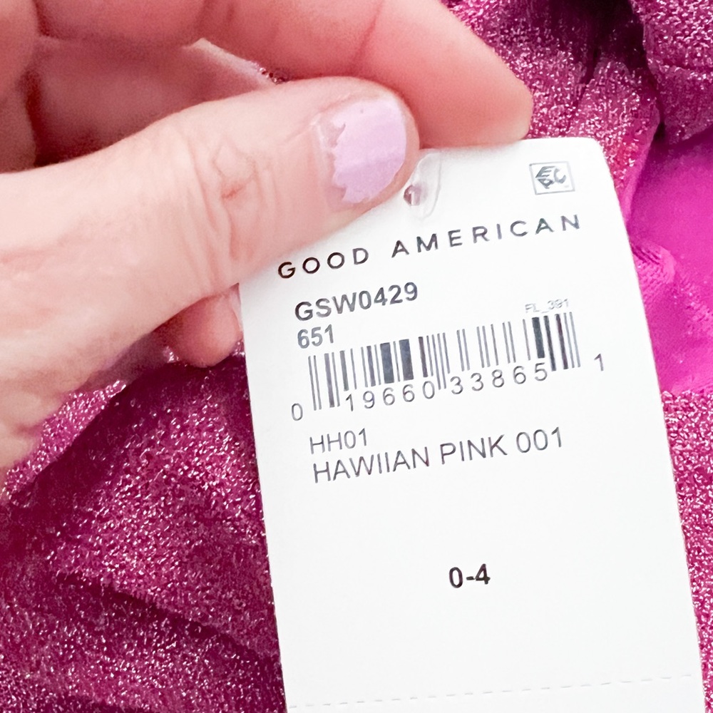 NWT- GOOD AMERICAN x Revolve Glitter Tie Sarong in Hawaiian Pink - Picture 7 of 13